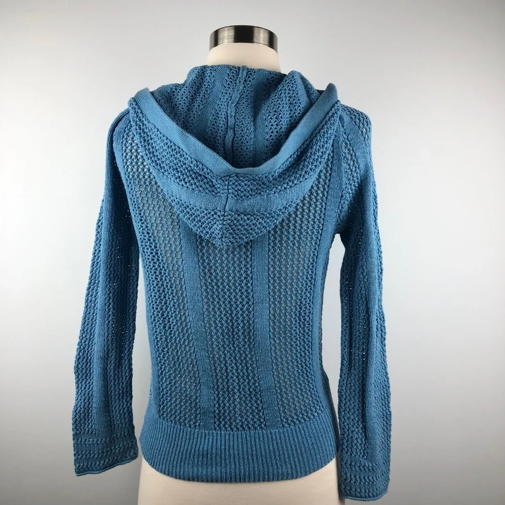 Blue Knit Hoodie Sweater XS